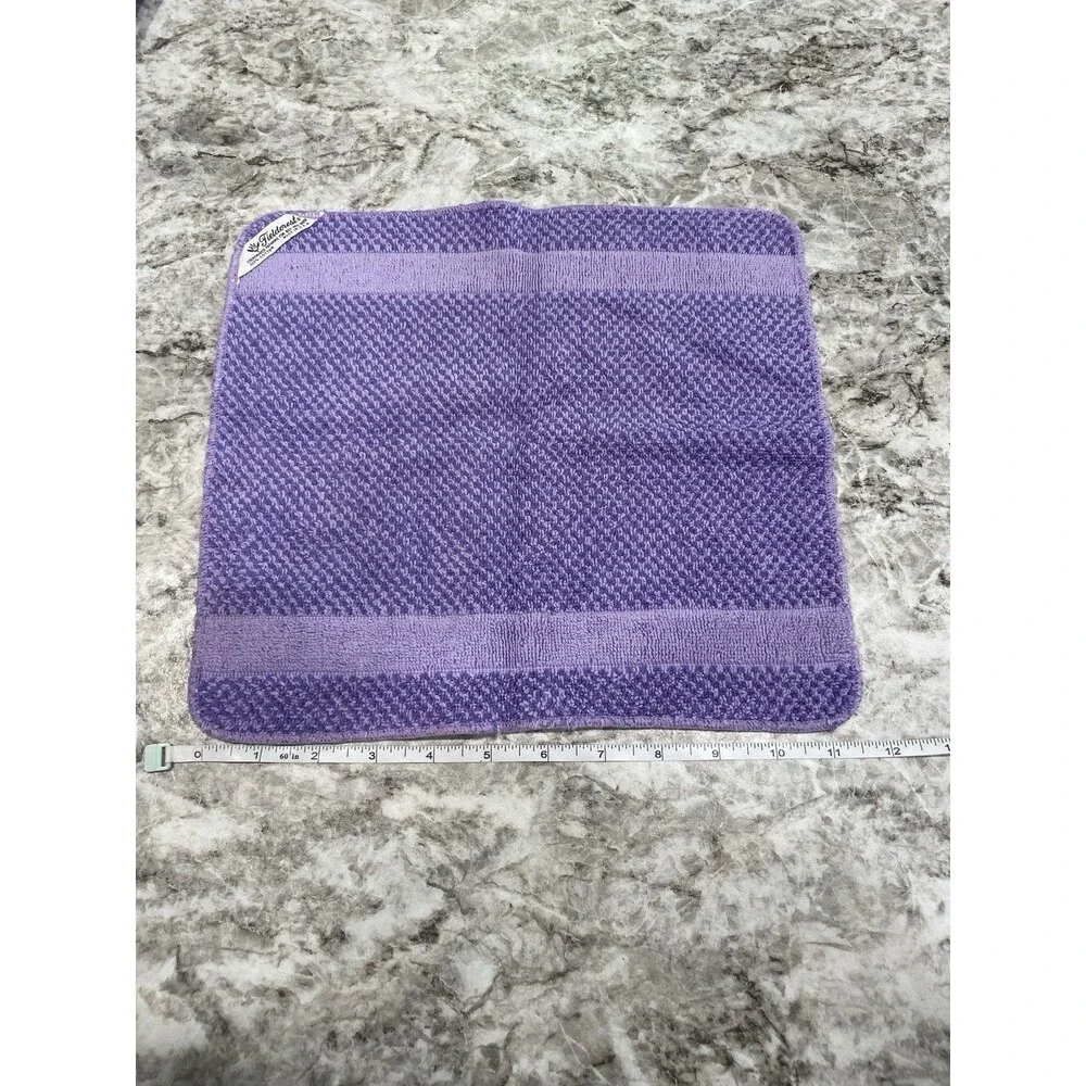 Fieldcrest Purple Cloth Cotton Fringe Towels 3 Piece Set Hand Bath MCM Vintage